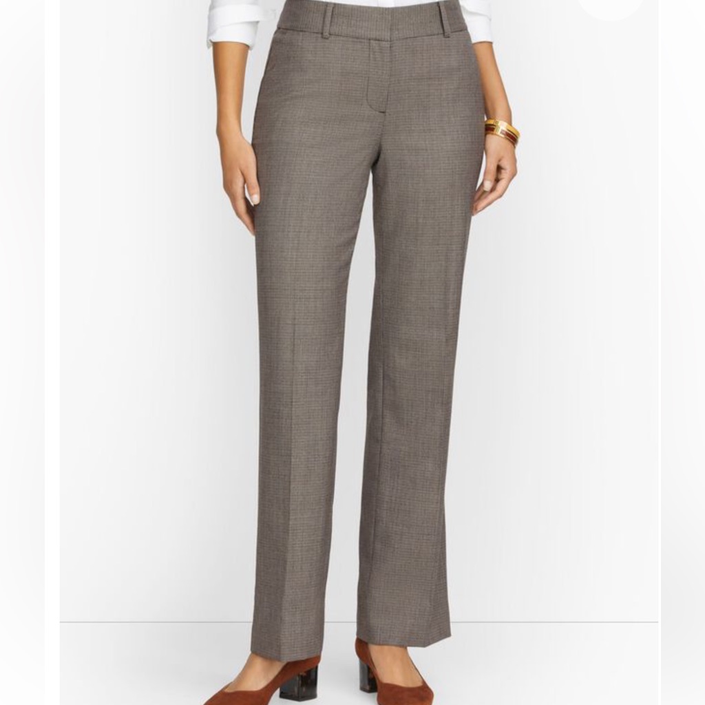 Talbots Newport Pants Herringbone Trouser Leg Full Length Gray Size 14p